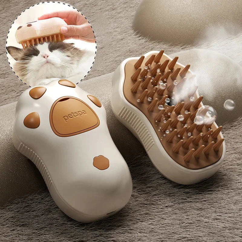 Electric Cat Steam Brush โ 3-In-1 Pet Grooming Comb with Water Spray for Cats and Dogs, USB Rechargeable